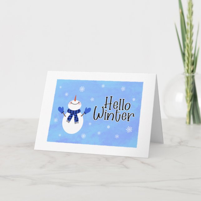 Happy Winter Solstice Snowman Greeting Card (Front)