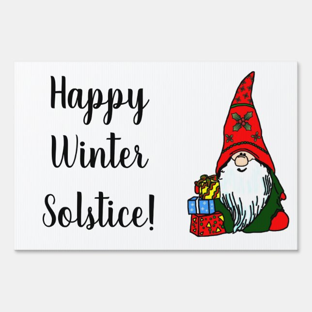 Happy Winter Solstice Yule Gnome Yard Sign (Front)