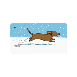 Happy Winter Wiener Dog - Dachshund Holiday Label