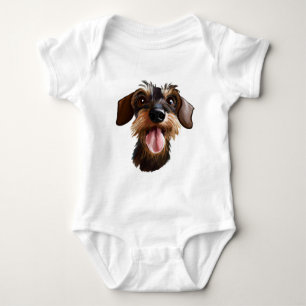 Happy Wirehaired Dachshund Baby Bodysuit