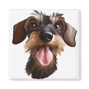 Happy Wirehaired Dachshund Magnet