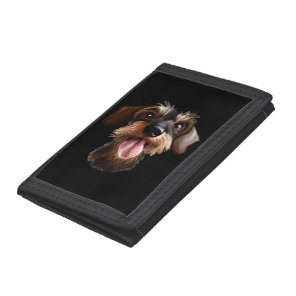 Happy Wirehaired Dachshund Tri-fold Wallet
