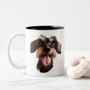 Happy Wirehaired Dachshund Two-Tone Coffee Mug