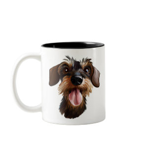 Happy Wirehaired Dachshund Two-Tone Coffee Mug