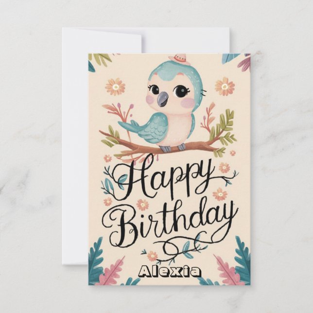 Happy Wishes Parrot Digital Birthday Card (Front)