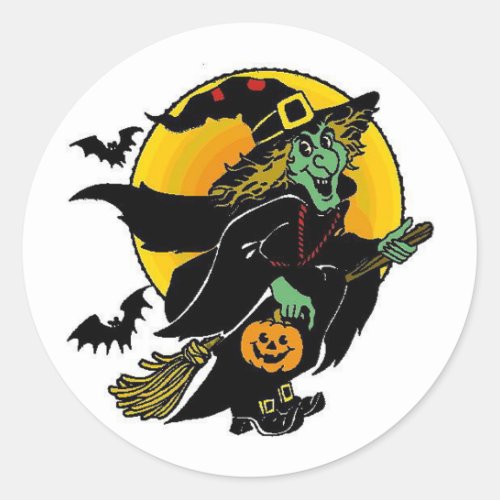 Happy Witch Classic Round Sticker