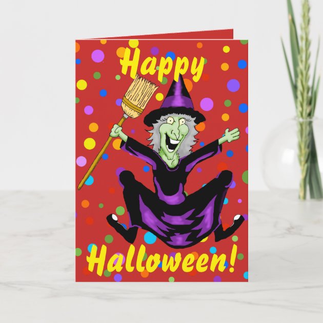 Happy Witch Halloween Greeting Card