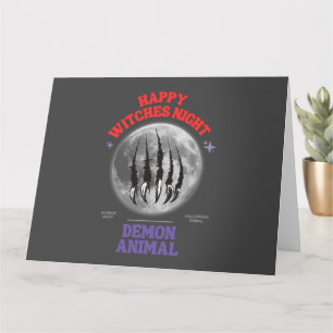 happy witches night demon animal card