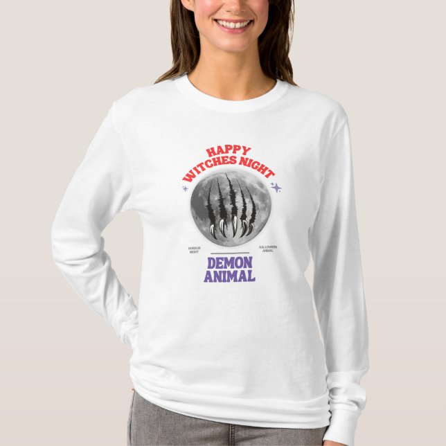 happy witches night demon animal T-Shirt (Front)