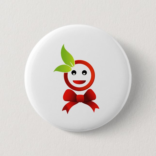 Happy with green leaves button (Front)