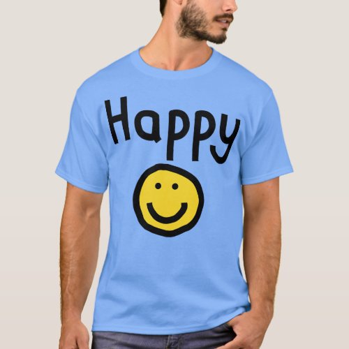 Happy with Smiley Face T_Shirt