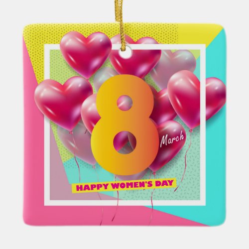 Happy womens day 8th March International Holiday Ceramic Ornament