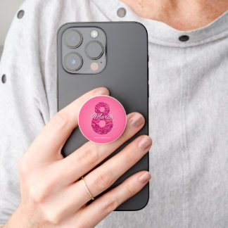 Happy Women's Day Floral 8 March Pink Phone Grip -