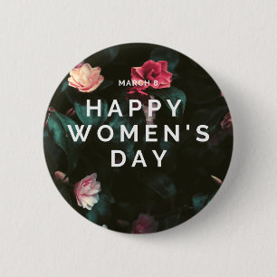 Happy women's day floral button