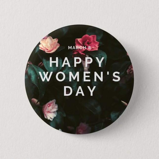 Happy women's day floral button (Front)