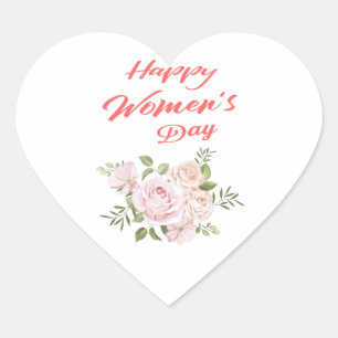happy women's day heart sticker