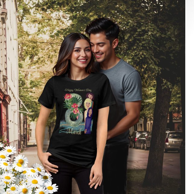 Happy Women's Day | March 8th Vibrant Dark Tri-Blend Shirt (Happy Women's Day  March 8th Vibrant Dark Tri-Blend Shirt)