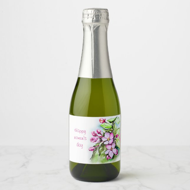 Happy women's day sparkling wine label (Front)