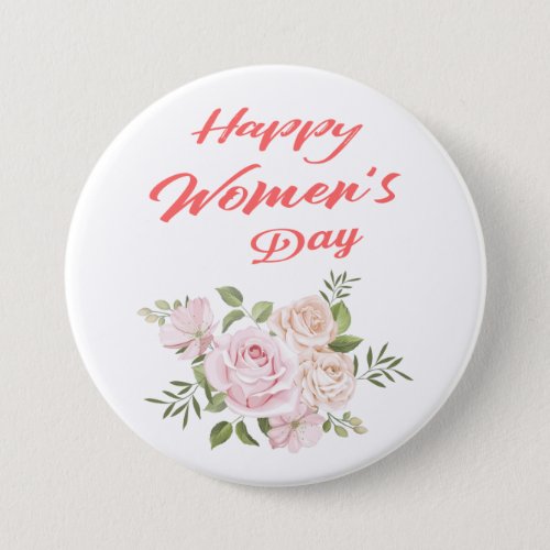 happy womens day white button