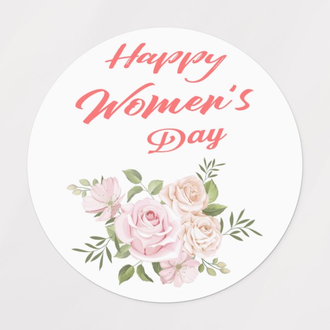 happy women's day white labels (Design 1)