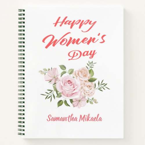 happy womens day white notebook