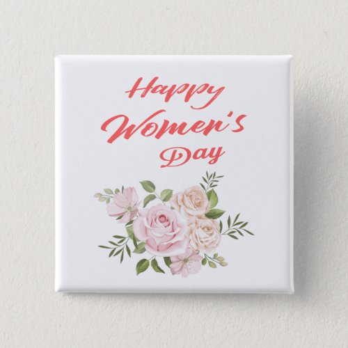 happy womens day white square button