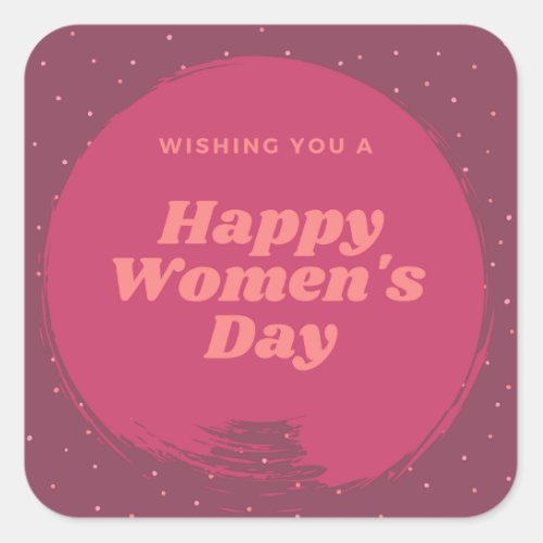 Happy women's day wishes red square sticker