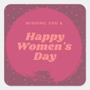 Happy women's day wishes red square sticker