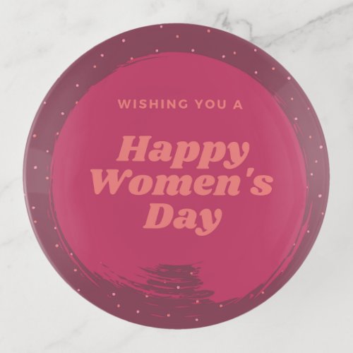 Happy women's day wishes red trinket tray