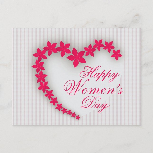 Happy women's day with flower heart postcard (Front)