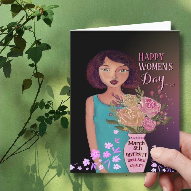 Happy Women's Day | Women with Vase  Holiday Card (Happy Women's Day _ Women with Vase Holiday Card)
