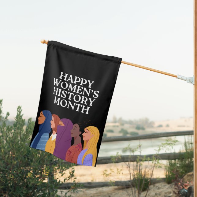 Happy Women's History Month House Flag (Insitu (Back))