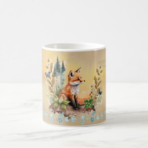 Happy Woodland Fox Mug Watercolor Look