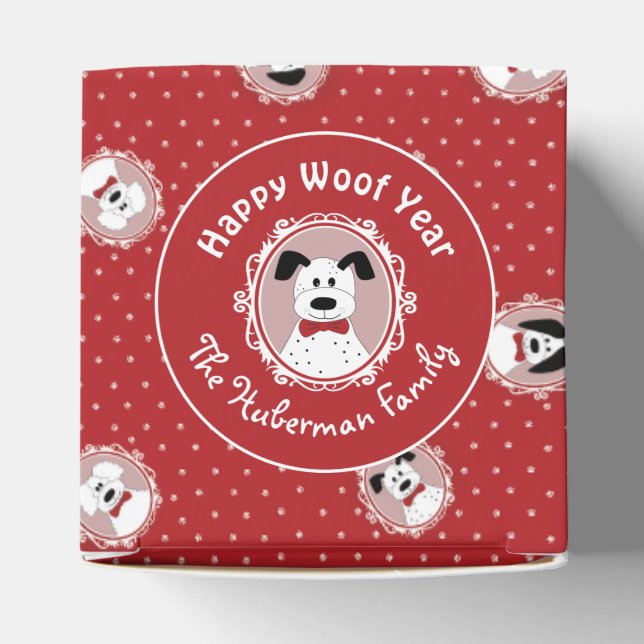 Happy Woof Year' Dalmatian Christmas Favor Boxes (Top)