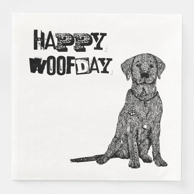Happy Woofday Paper Dinner Napkins (Front)