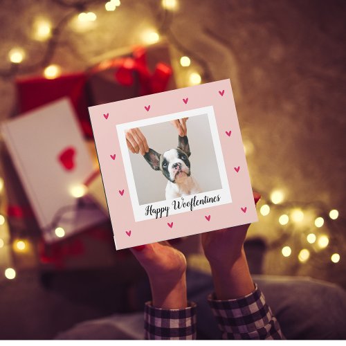 Happy Wooflentines With Dog Photo  Red  Pink
