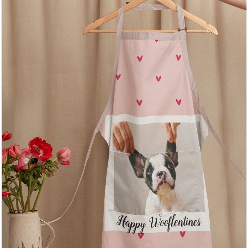 Happy Wooflentines With Dog Photo  Red  Pink Apron