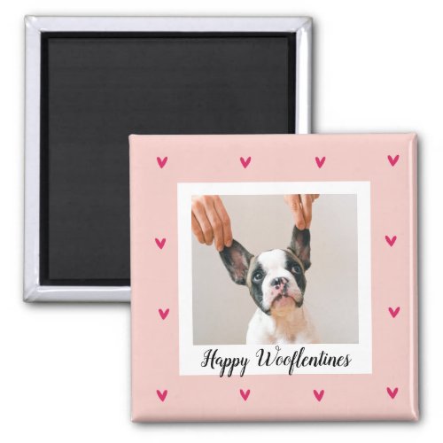 Happy Wooflentines With Dog Photo  Red  Pink Magnet