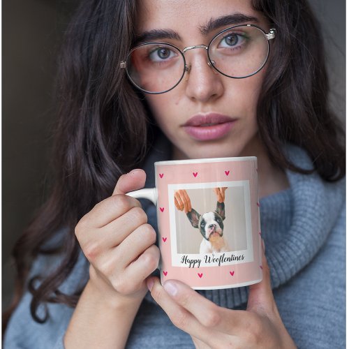 Happy Wooflentines With Dog Photo  Red  Pink Mug