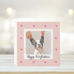 Happy Wooflentines With Dog Photo | Red & Pink Wooden Box Sign<br><div class="desc">Happy Wooflentines With Dog Photo | Red & Pink</div>