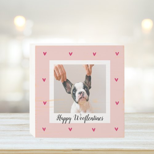 Happy Wooflentines With Dog Photo  Red  Pink Wooden Box Sign