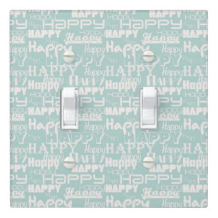 Happy Words Blue Light Switch Cover