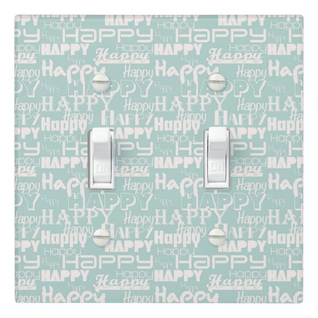Happy Words Blue Light Switch Cover (In Situ)