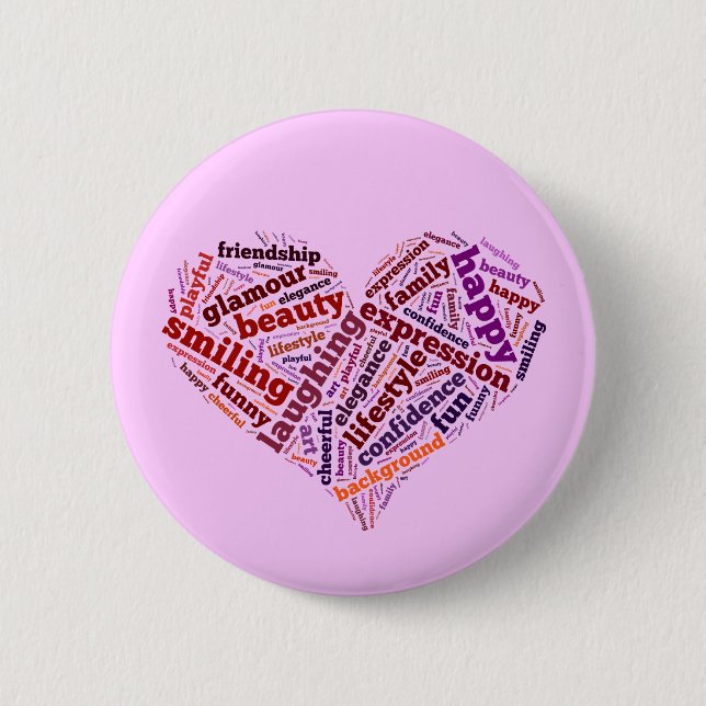 Happy words pinback button (Front)