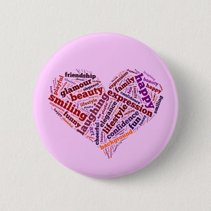 Happy words pinback button