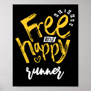 Happy Words With Yellow On Black Typography Poster