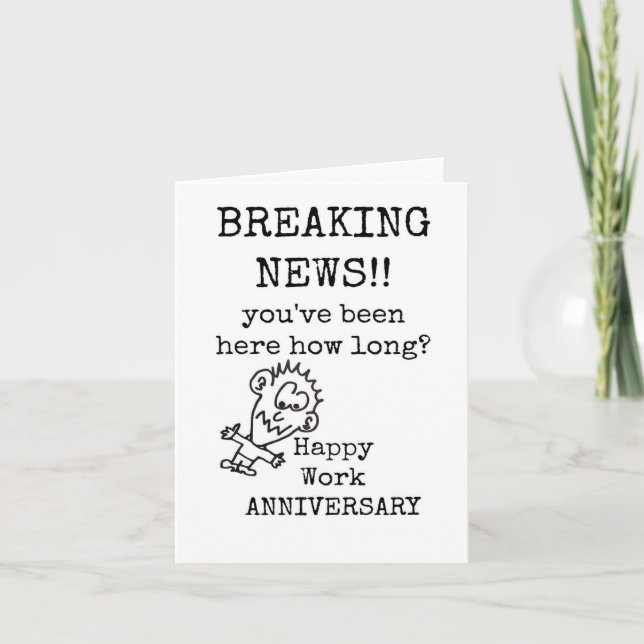 Happy Work Anniversary Card, Funny Letterpress Thank You Card (Front)