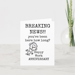 Happy Work Anniversary Card, Funny Letterpress Thank You Card