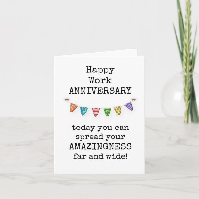 Happy Work Anniversary Card, Funny Letterpress Thank You Card (Front)