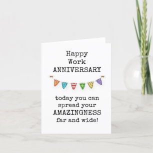 Happy Work Anniversary Card, Funny Letterpress Thank You Card